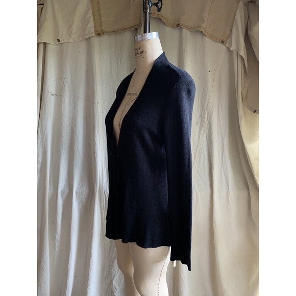 Eileen Fisher Minimal Open Charcoal Linen Knit Cardigan With Modern Pin Closure - Picture 5 of 6